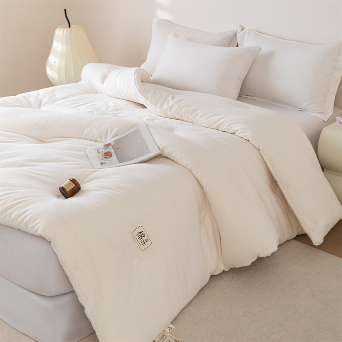 91家纺网 家纺一手货源 找家纺 天瑜家纺 2025新款全棉纯棉纱布大豆被被子被芯 白色