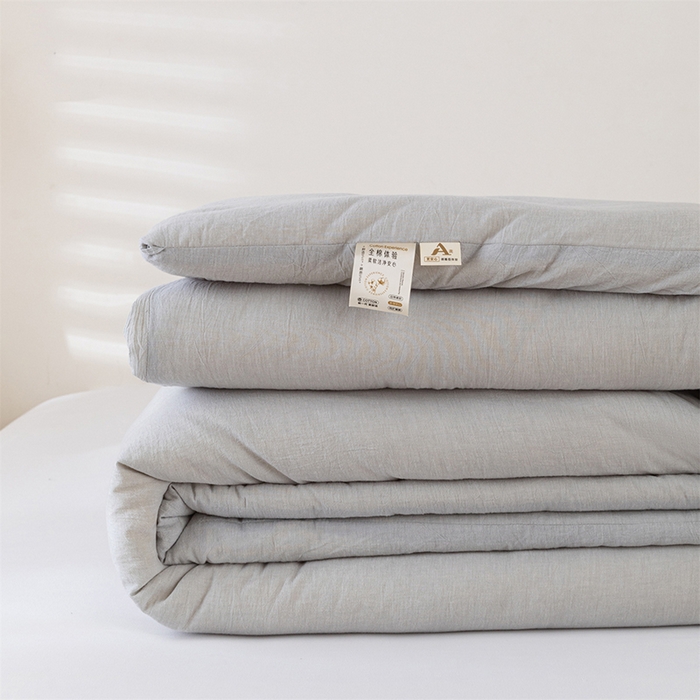 91家纺网 家纺一手货源 找家纺 天瑜家纺 2025新款全棉纯棉纱布大豆被被子被芯 灰色