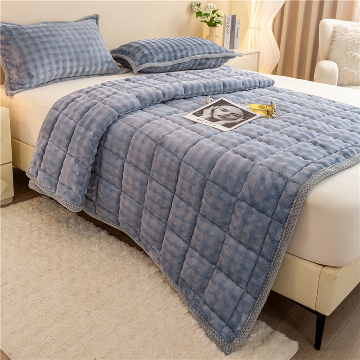 91家纺网 家纺一手货源 找家纺 正邦家纺 2025新款泡泡绒床褥床垫 雾蓝