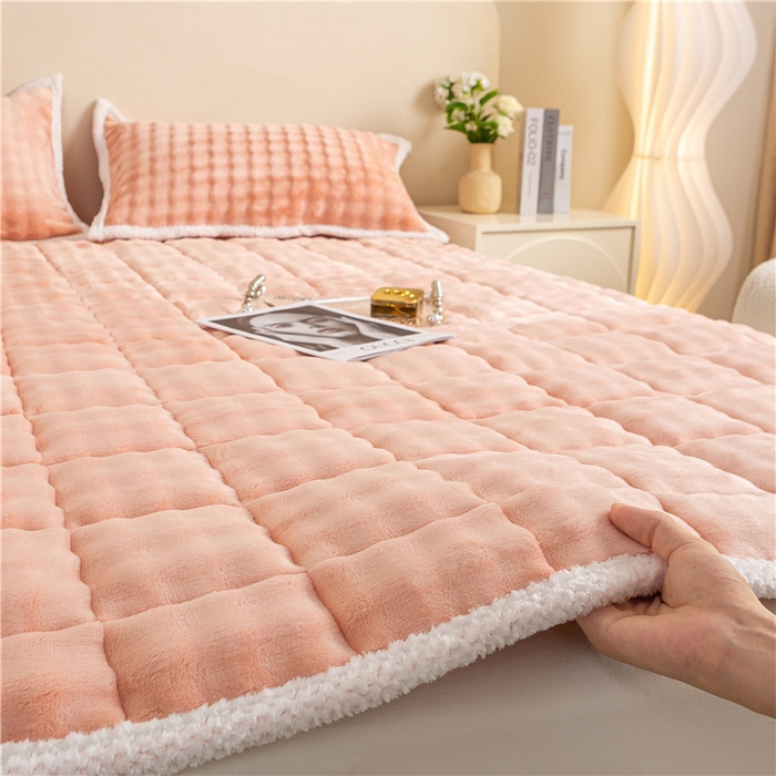 91家纺网 家纺一手货源 找家纺 正邦家纺 2025新款泡泡绒床褥床垫 玉粉