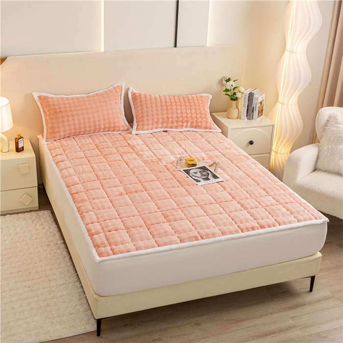 91家纺网 家纺一手货源 找家纺 正邦家纺 2025新款泡泡绒床褥床垫 玉粉