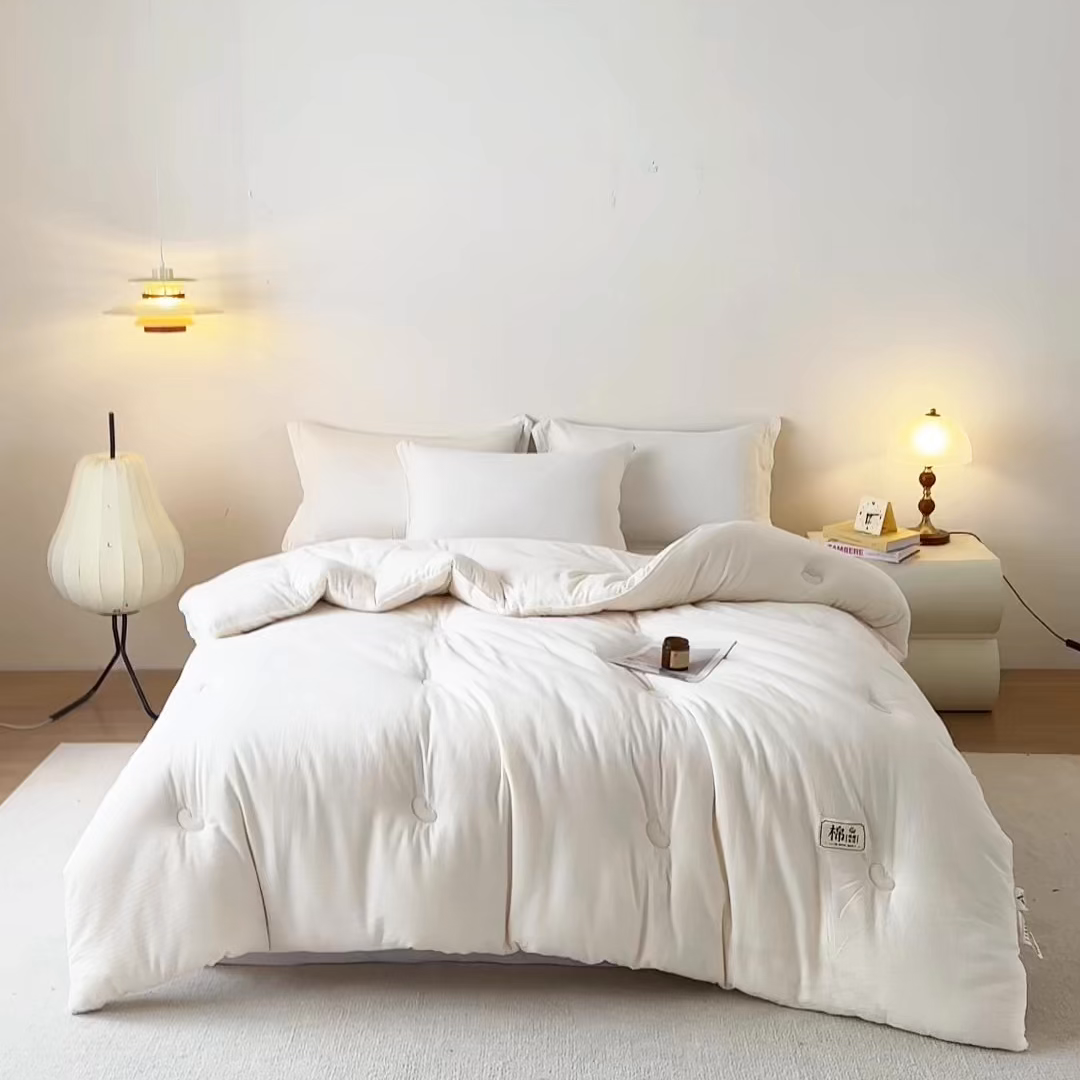 91家纺网 家纺一手货源 找家纺 天瑜家纺 2025新款全棉纯棉纱布大豆被被子被芯 白色