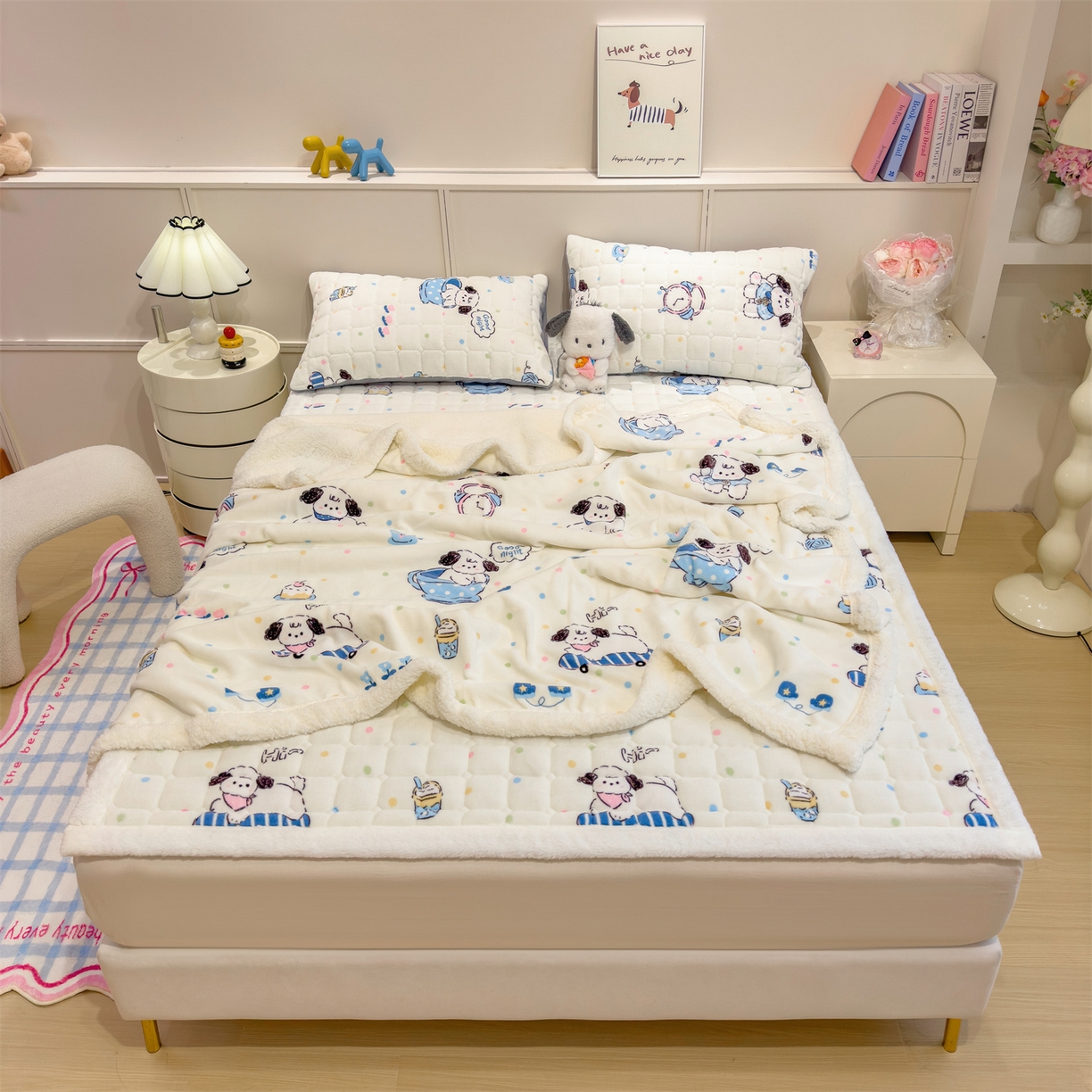 91家纺网 家纺一手货源 找家纺 （总）丝幔家纺 2025新款牛奶绒印花床护垫成人款