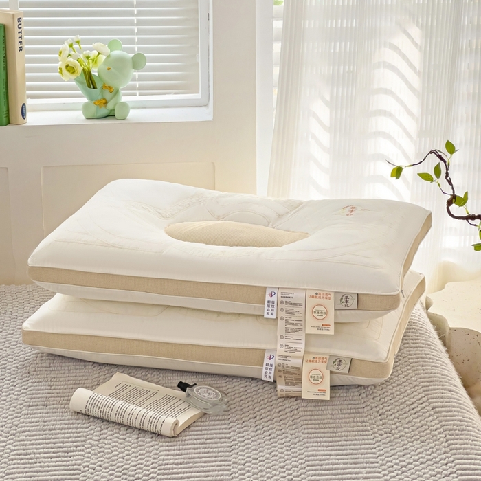 91家纺网 家纺一手货源 找家纺 晚儿 2025新款亲肤舒适草本记舒睡枕枕头枕芯 奶茶色