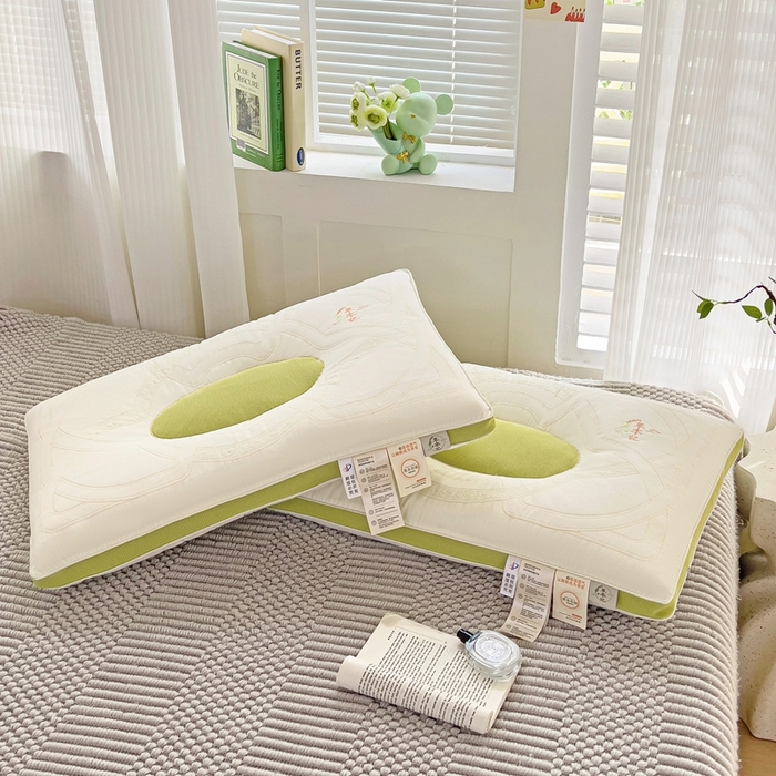 91家纺网 家纺一手货源 找家纺 晚儿 2025新款亲肤舒适草本记舒睡枕枕头枕芯 抹茶色