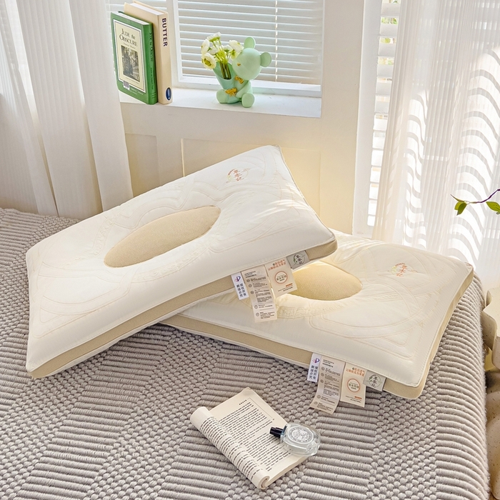 91家纺网 家纺一手货源 找家纺 晚儿 2025新款亲肤舒适草本记舒睡枕枕头枕芯 奶茶色