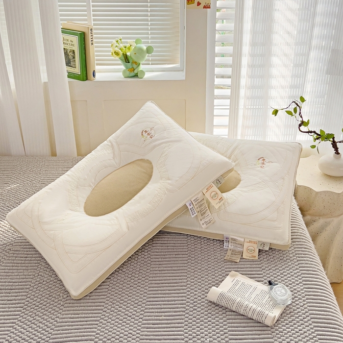 91家纺网 家纺一手货源 找家纺 晚儿 2025新款亲肤舒适草本记舒睡枕枕头枕芯 奶茶色