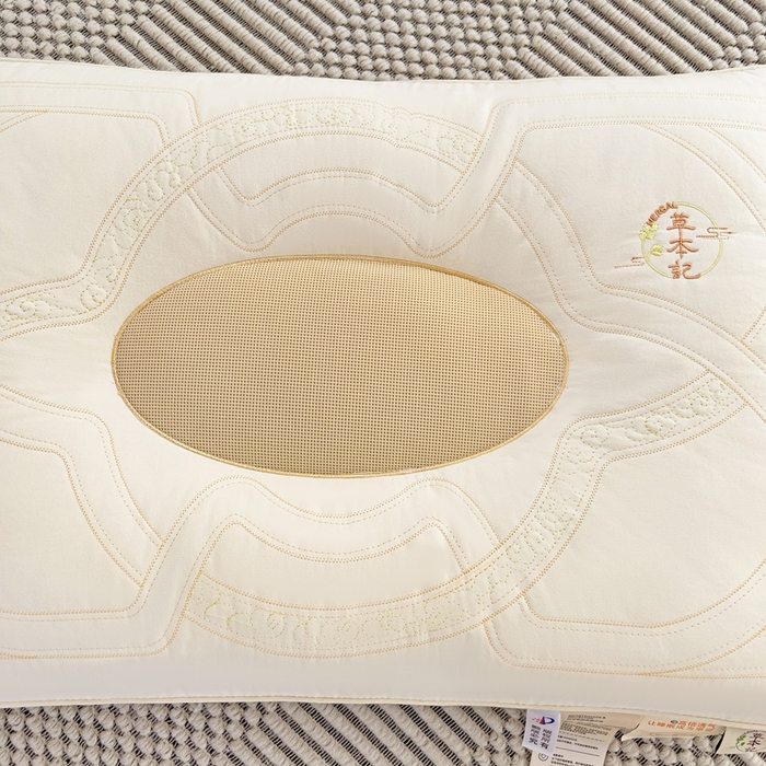 91家纺网 家纺一手货源 找家纺 晚儿 2025新款亲肤舒适草本记舒睡枕枕头枕芯 奶茶色