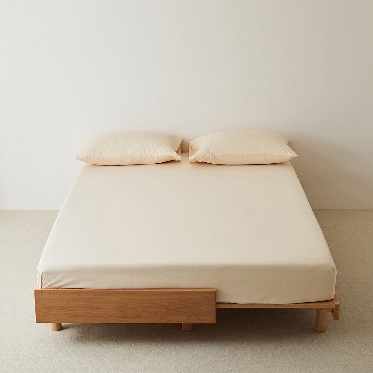 91家纺网 家纺一手货源 找家纺 EH家居 2025新款全棉磨毛纯色单床笠-云栖系列 梨落