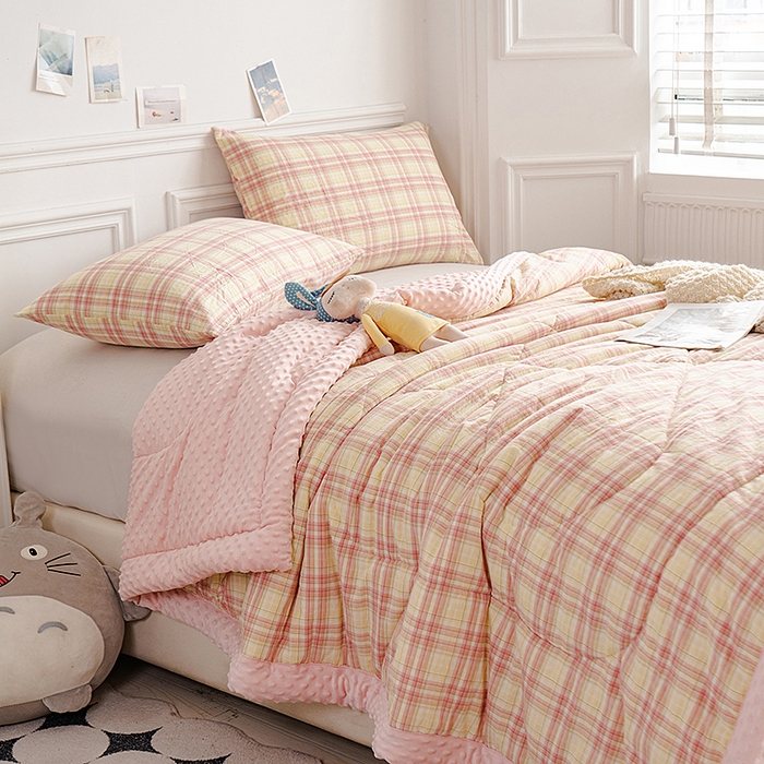 91家纺网 家纺一手货源 找家纺 （总）天瑜家纺 2025新款全棉纯棉色织水洗棉手包豆豆被大豆被被子被芯