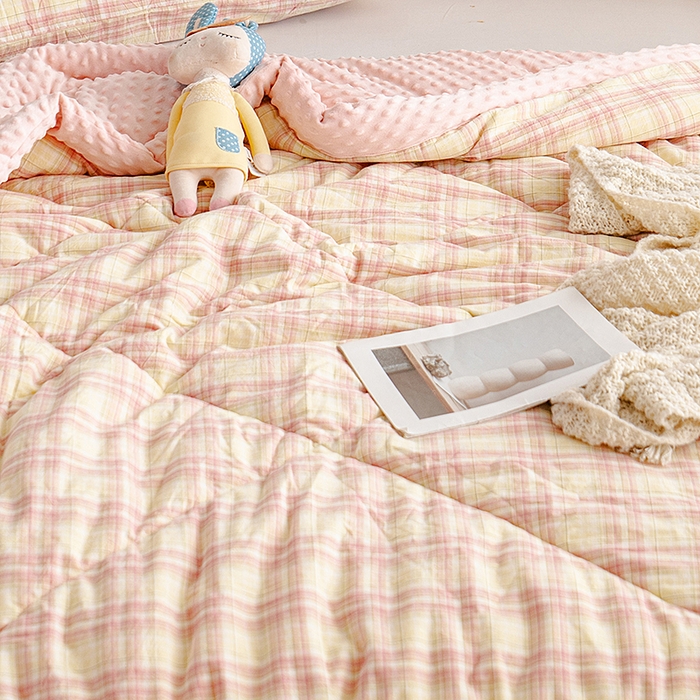 91家纺网 家纺一手货源 找家纺 （总）天瑜家纺 2025新款全棉纯棉色织水洗棉手包豆豆被大豆被被子被芯