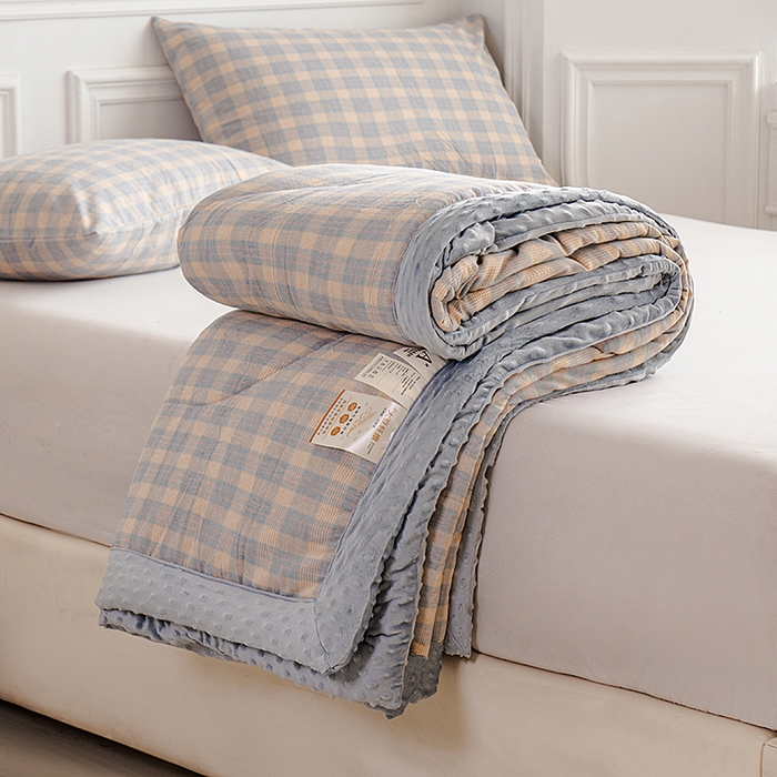 91家纺网 家纺一手货源 找家纺 天瑜家纺 2026新款全棉纯棉色织水洗棉手包豆豆被大豆被被子被芯 彩芙兰