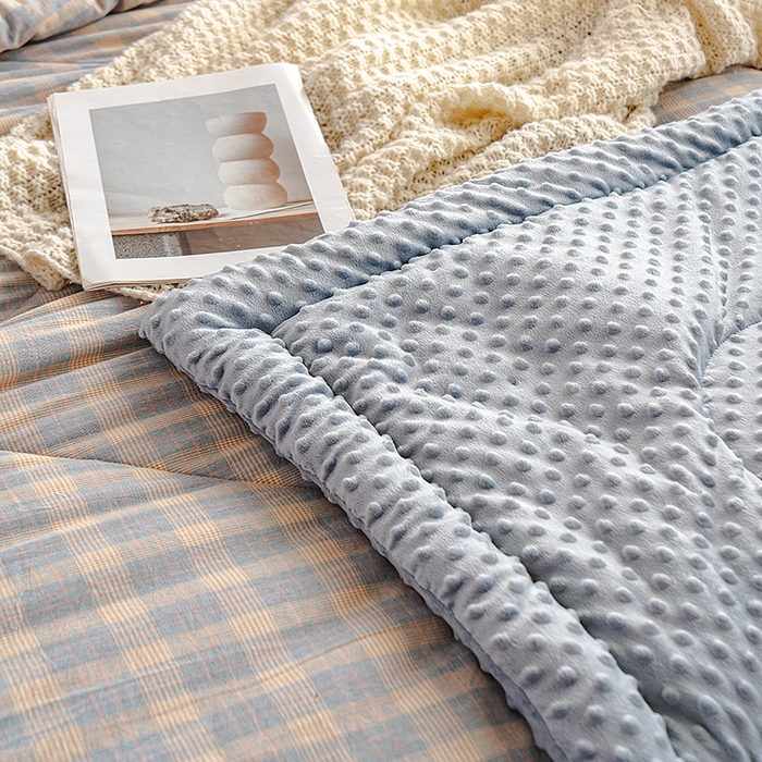 91家纺网 家纺一手货源 找家纺 天瑜家纺 2026新款全棉纯棉色织水洗棉手包豆豆被大豆被被子被芯 彩芙兰