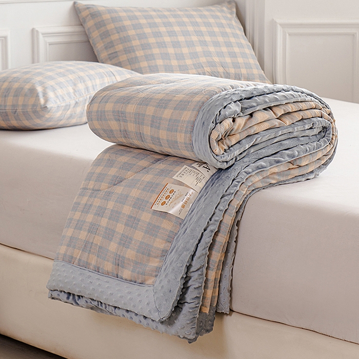 91家纺网 家纺一手货源 找家纺 （总）天瑜家纺 2025新款全棉纯棉色织水洗棉手包豆豆被大豆被被子被芯