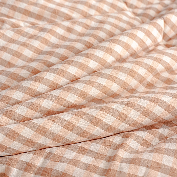 91家纺网 家纺一手货源 找家纺 天瑜家纺 2025新款全棉纯棉色织水洗棉手包豆豆被大豆被被子被芯 粉小格