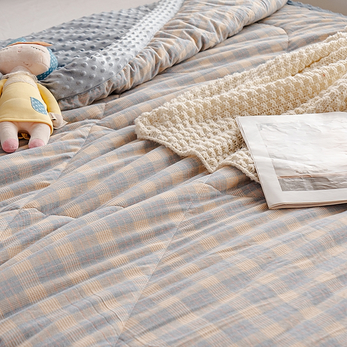 91家纺网 家纺一手货源 找家纺 天瑜家纺 2026新款全棉纯棉色织水洗棉手包豆豆被大豆被被子被芯 彩芙兰