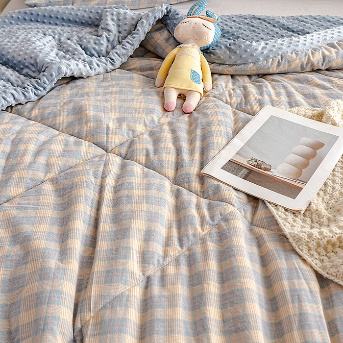 91家纺网 家纺一手货源 找家纺 天瑜家纺 2026新款全棉纯棉色织水洗棉手包豆豆被大豆被被子被芯 彩芙兰