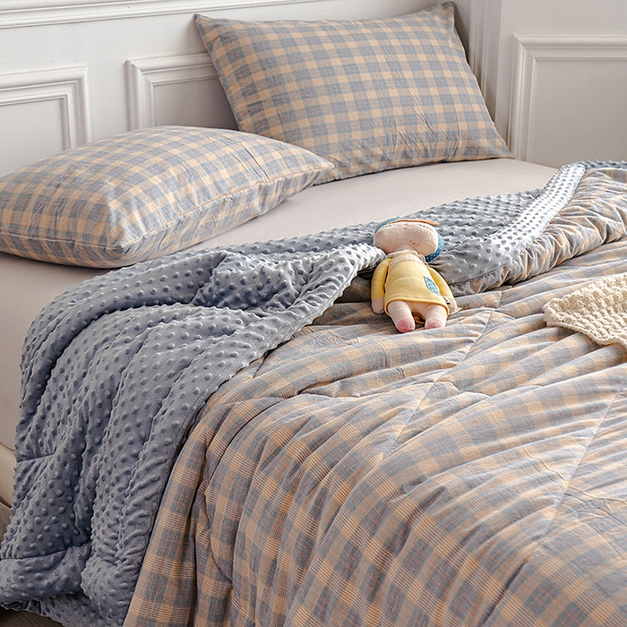 91家纺网 家纺一手货源 找家纺 天瑜家纺 2026新款全棉纯棉色织水洗棉手包豆豆被大豆被被子被芯 彩芙兰