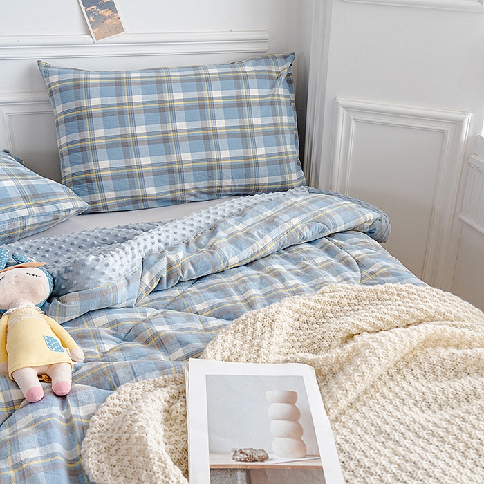 91家纺网 家纺一手货源 找家纺 天瑜家纺 2025新款全棉纯棉色织水洗棉手包豆豆被大豆被被子被芯 莫妮兰