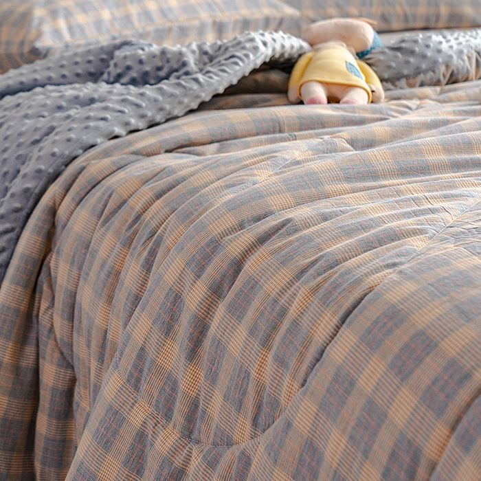 91家纺网 家纺一手货源 找家纺 天瑜家纺 2026新款全棉纯棉色织水洗棉手包豆豆被大豆被被子被芯 彩芙兰