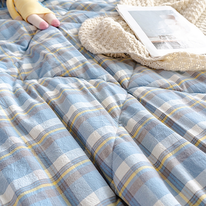 91家纺网 家纺一手货源 找家纺 天瑜家纺 2025新款全棉纯棉色织水洗棉手包豆豆被大豆被被子被芯 莫妮兰