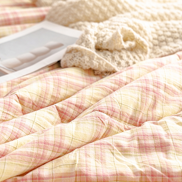 91家纺网 家纺一手货源 找家纺 （总）天瑜家纺 2025新款全棉纯棉色织水洗棉手包豆豆被大豆被被子被芯