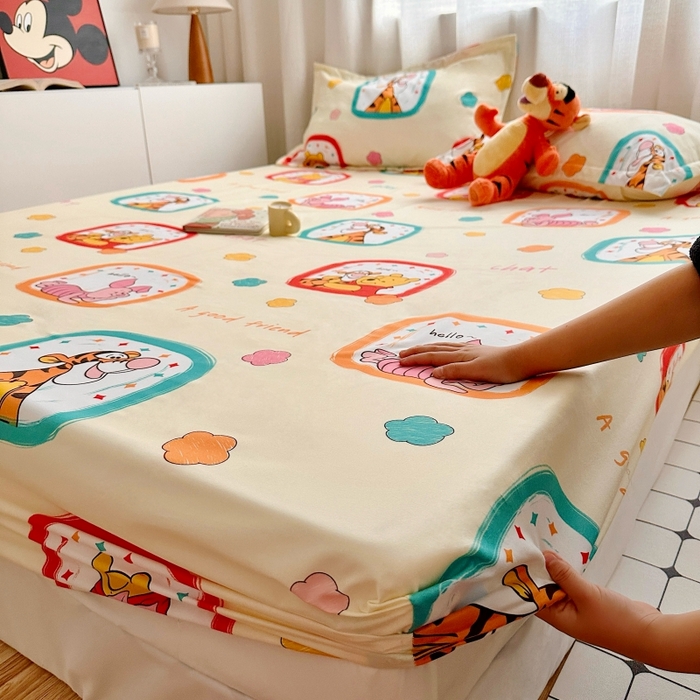 91家纺网 家纺一手货源 找家纺 小叮当家纺仓储工厂店 2025新款迪士尼水洗棉床笠单品床笠床笠单件 方块维尼
