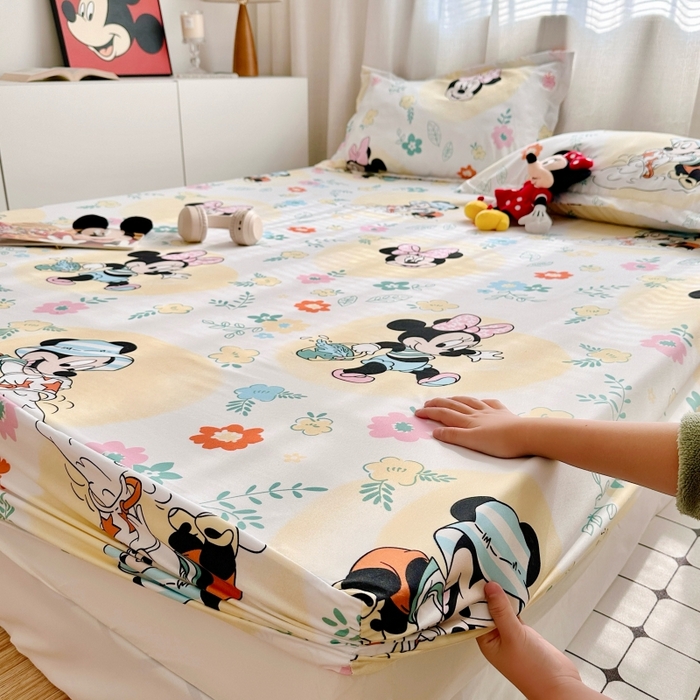 91家纺网 家纺一手货源 找家纺 小叮当家纺仓储工厂店 2025新款迪士尼水洗棉床笠单品床笠床笠单件 花花米妮