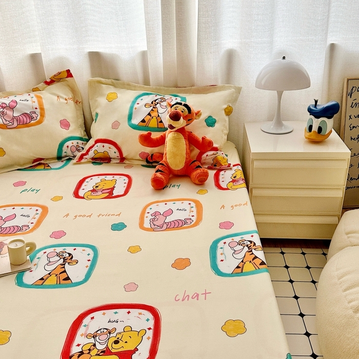 91家纺网 家纺一手货源 找家纺 小叮当家纺仓储工厂店 2025新款迪士尼水洗棉床笠单品床笠床笠单件 方块维尼