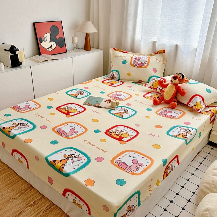 91家纺网 家纺一手货源 找家纺 小叮当家纺仓储工厂店 2025新款迪士尼水洗棉床笠单品床笠床笠单件 方块维尼
