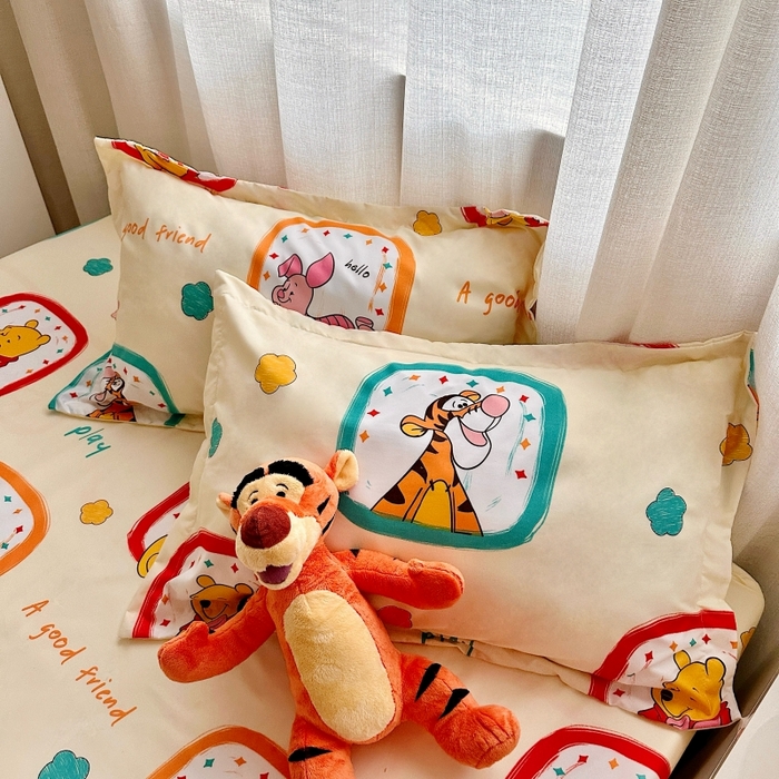 91家纺网 家纺一手货源 找家纺 小叮当家纺仓储工厂店 2025新款迪士尼水洗棉床笠单品床笠床笠单件 方块维尼