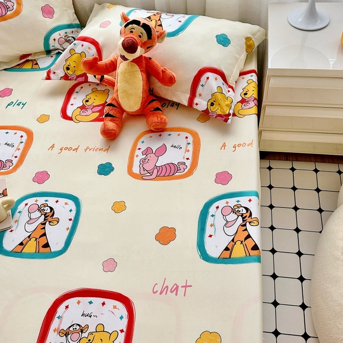 91家纺网 家纺一手货源 找家纺 小叮当家纺仓储工厂店 2025新款迪士尼水洗棉床笠单品床笠床笠单件 方块维尼