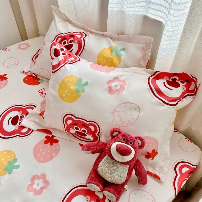 91家纺网 家纺一手货源 找家纺 小叮当家纺仓储工厂店 2025新款迪士尼水洗棉床笠单品床笠床笠单件 乖乖草莓熊