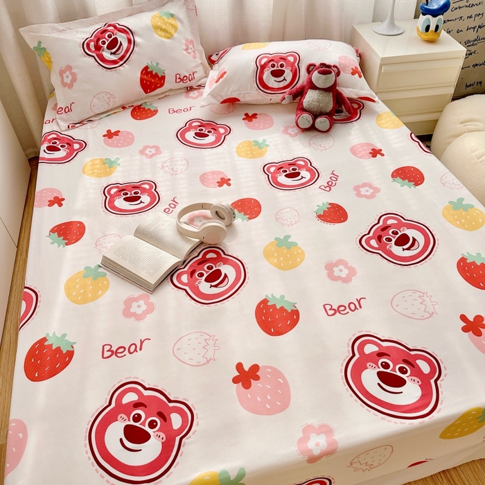 91家纺网 家纺一手货源 找家纺 小叮当家纺仓储工厂店 2025新款迪士尼水洗棉床笠单品床笠床笠单件 乖乖草莓熊