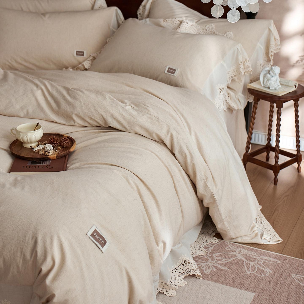 91家纺网 家纺一手货源 找家纺 涵宸家纺 2025新款A类棉麻四件套-柔境 柔境-本色