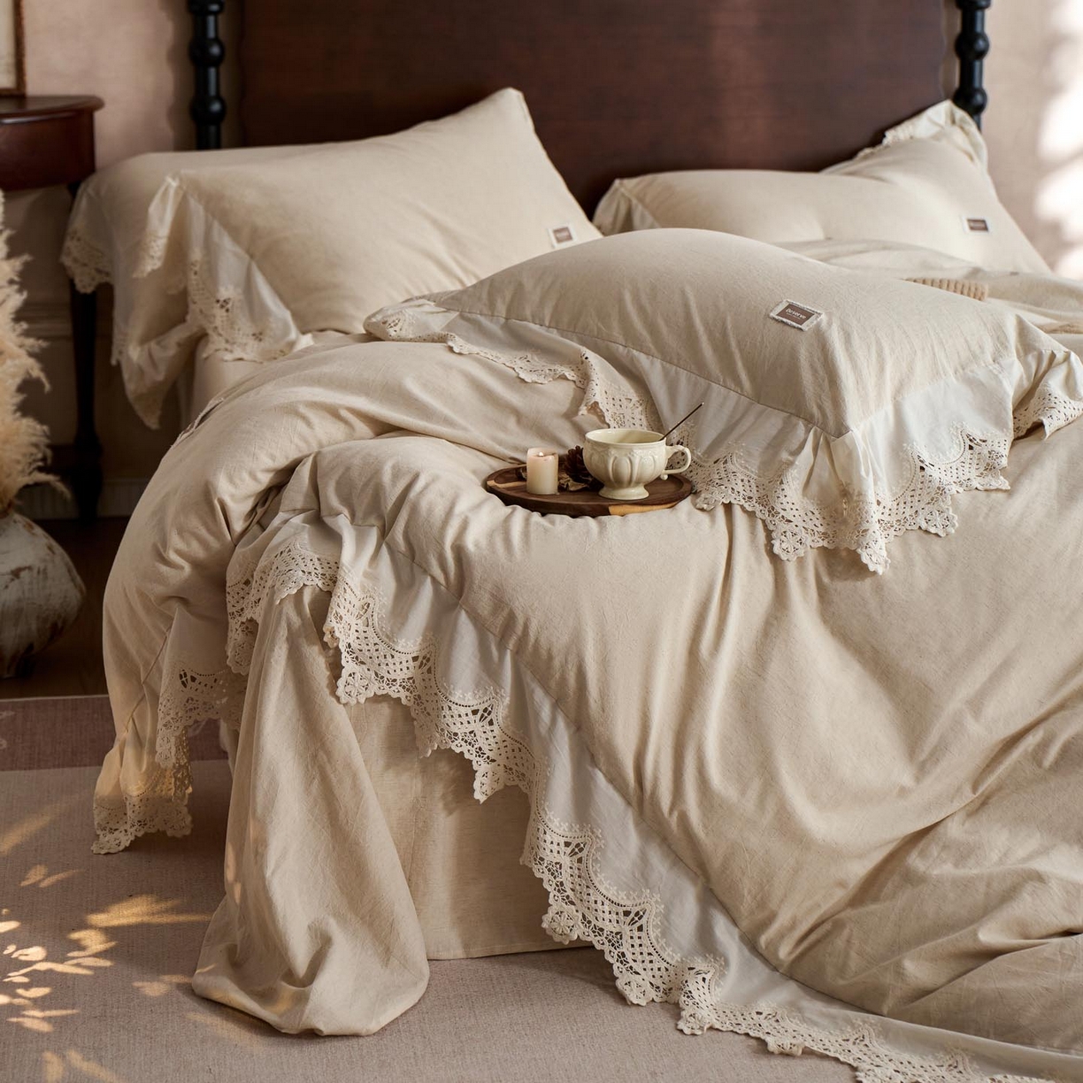 91家纺网 家纺一手货源 找家纺 涵宸家纺 2025新款A类棉麻四件套-柔境 柔境-本色