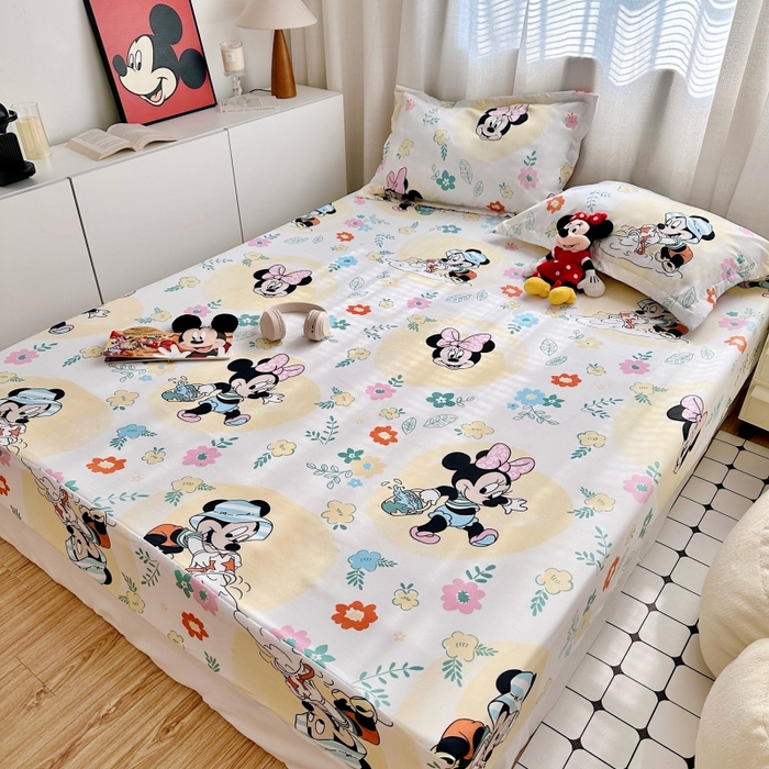 91家纺网 家纺一手货源 找家纺 小叮当家纺仓储工厂店 2025新款迪士尼水洗棉床笠单品床笠床笠单件 花花米妮