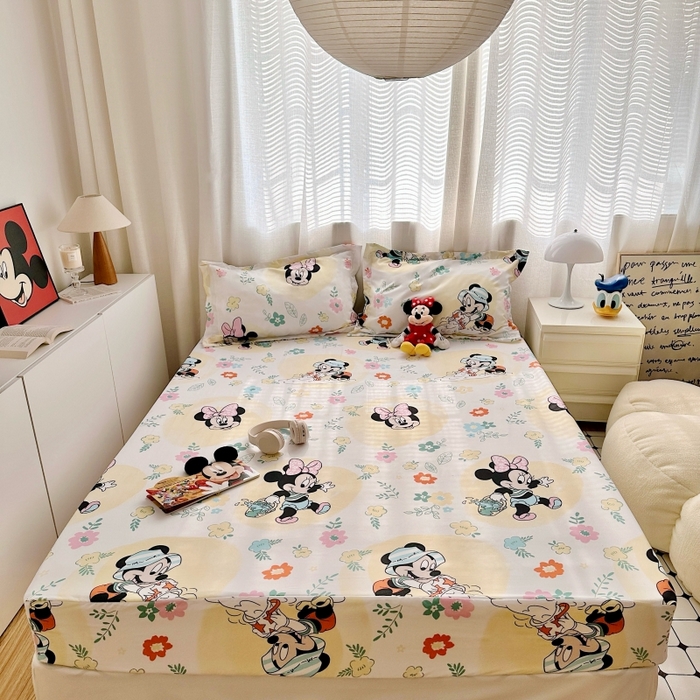 91家纺网 家纺一手货源 找家纺 小叮当家纺仓储工厂店 2025新款迪士尼水洗棉床笠单品床笠床笠单件 花花米妮