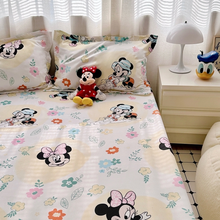 91家纺网 家纺一手货源 找家纺 小叮当家纺仓储工厂店 2025新款迪士尼水洗棉床笠单品床笠床笠单件 花花米妮