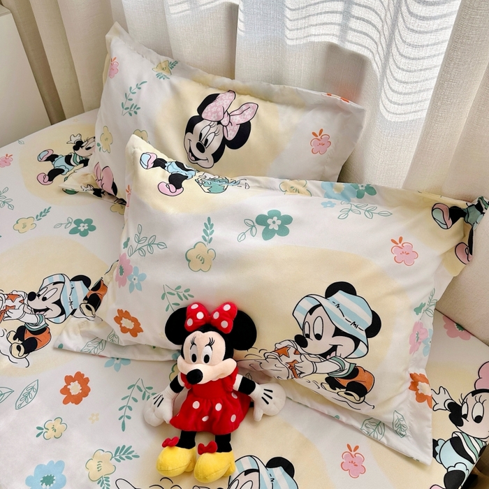 91家纺网 家纺一手货源 找家纺 小叮当家纺仓储工厂店 2025新款迪士尼水洗棉床笠单品床笠床笠单件 花花米妮