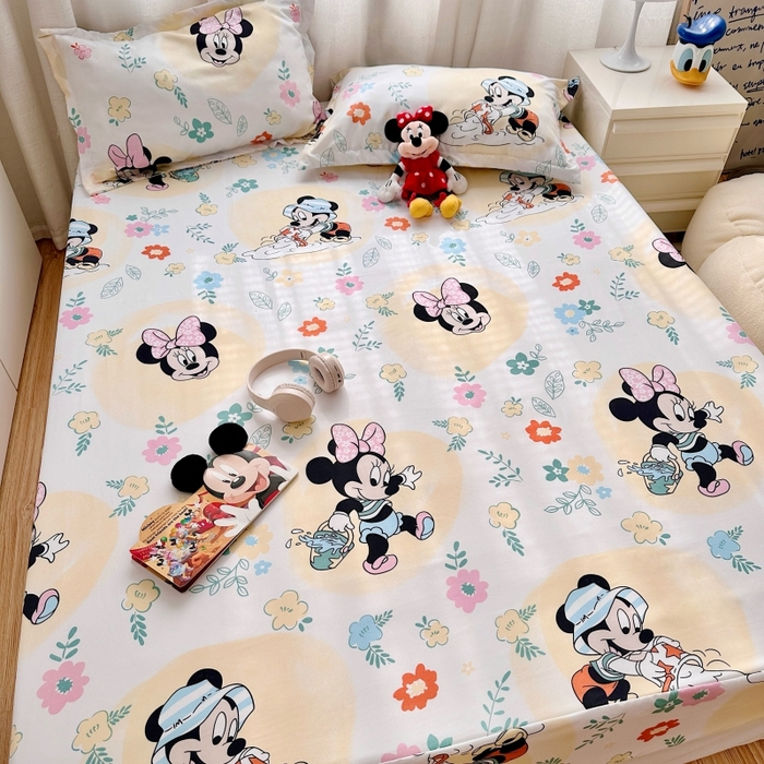 91家纺网 家纺一手货源 找家纺 小叮当家纺仓储工厂店 2025新款迪士尼水洗棉床笠单品床笠床笠单件 花花米妮