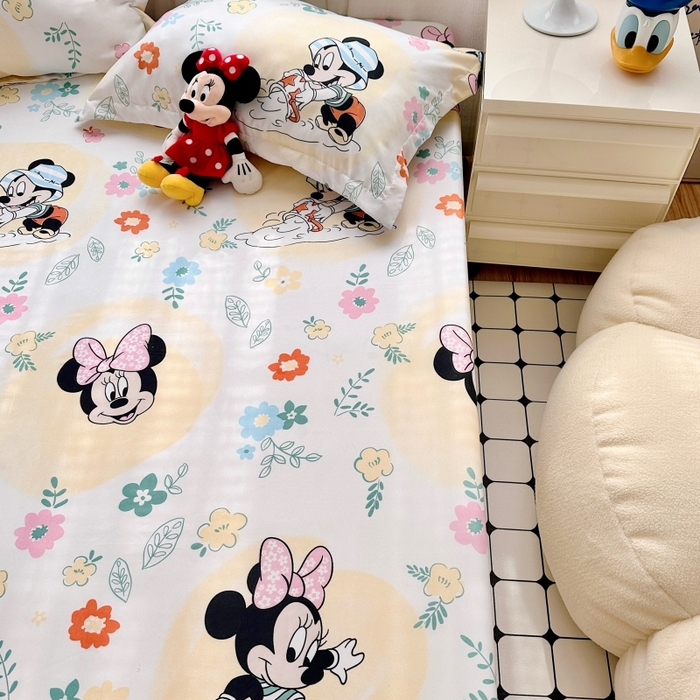 91家纺网 家纺一手货源 找家纺 小叮当家纺仓储工厂店 2025新款迪士尼水洗棉床笠单品床笠床笠单件 花花米妮