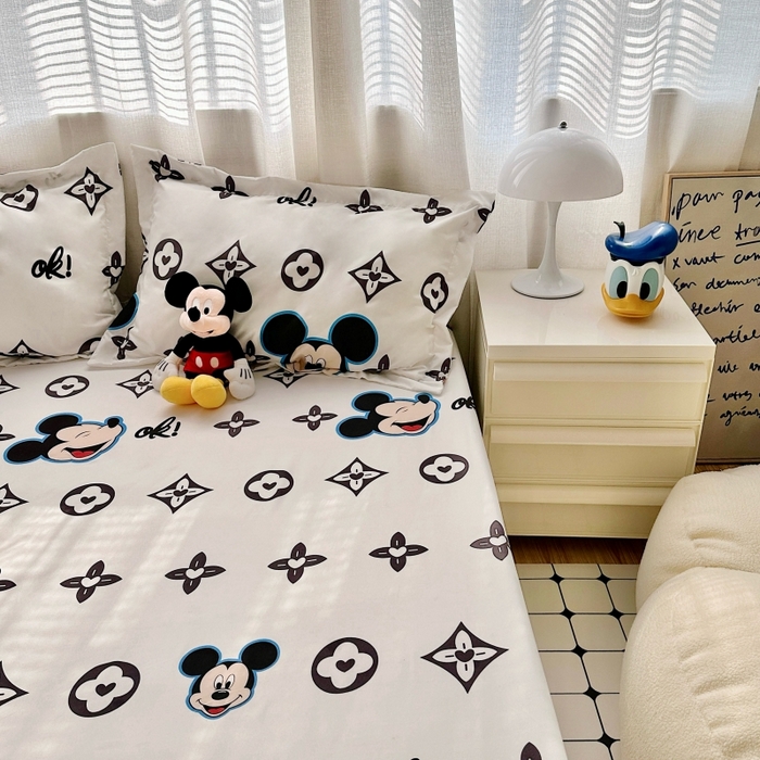 91家纺网 家纺一手货源 找家纺 小叮当家纺仓储工厂店 2025新款迪士尼水洗棉床笠单品床笠床笠单件 轻奢米奇
