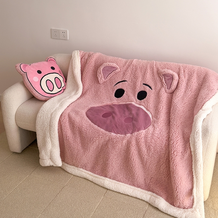 91家纺网 家纺一手货源 找家纺 小叮当家纺仓储工厂店 2025新款A类母婴级迪士尼毛毯牛奶绒毯珊瑚绒毛毯沙发毯盖毯雪花绒毛毯午睡毯子 贴布绣-粉小猪