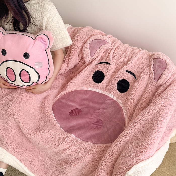 91家纺网 家纺一手货源 找家纺 小叮当家纺仓储工厂店 2025新款A类母婴级迪士尼毛毯牛奶绒毯珊瑚绒毛毯沙发毯盖毯雪花绒毛毯午睡毯子 贴布绣-粉小猪