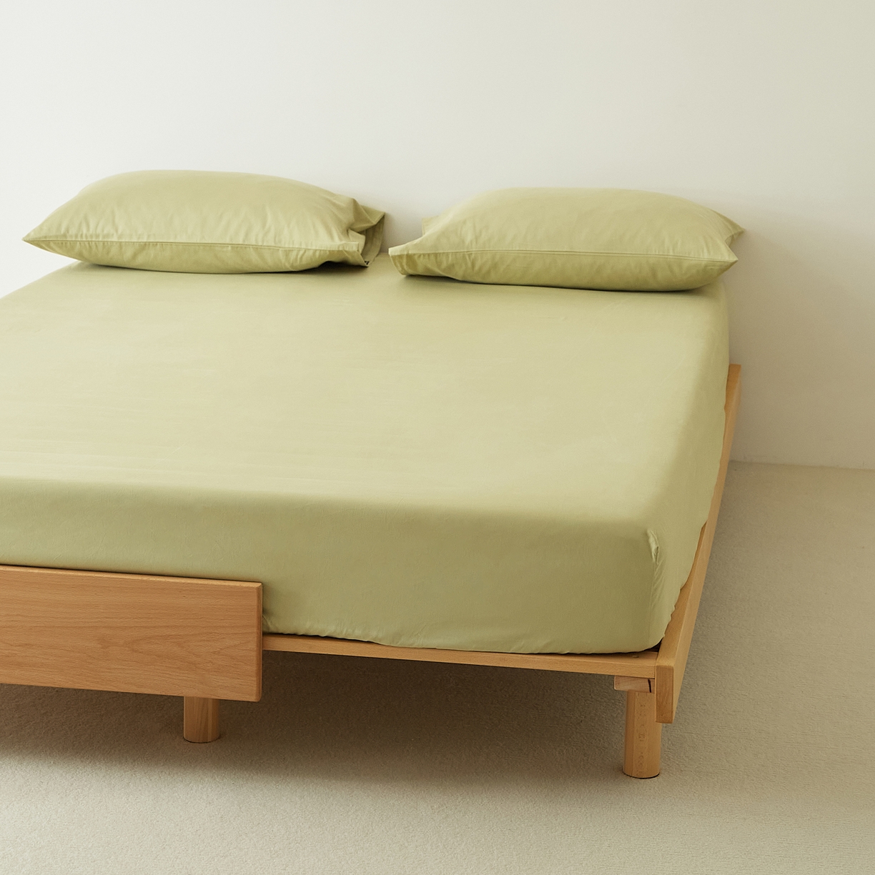 91家纺网 家纺一手货源 找家纺 EH家居 2025新款全棉磨毛纯色单床笠-云栖系列 苍葭青