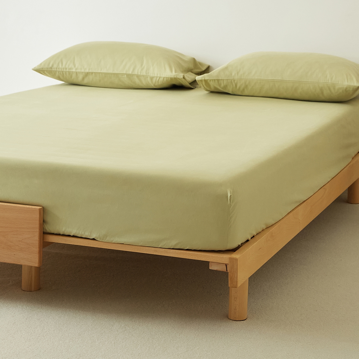 91家纺网 家纺一手货源 找家纺 EH家居 2025新款全棉磨毛纯色单床笠-云栖系列 苍葭青