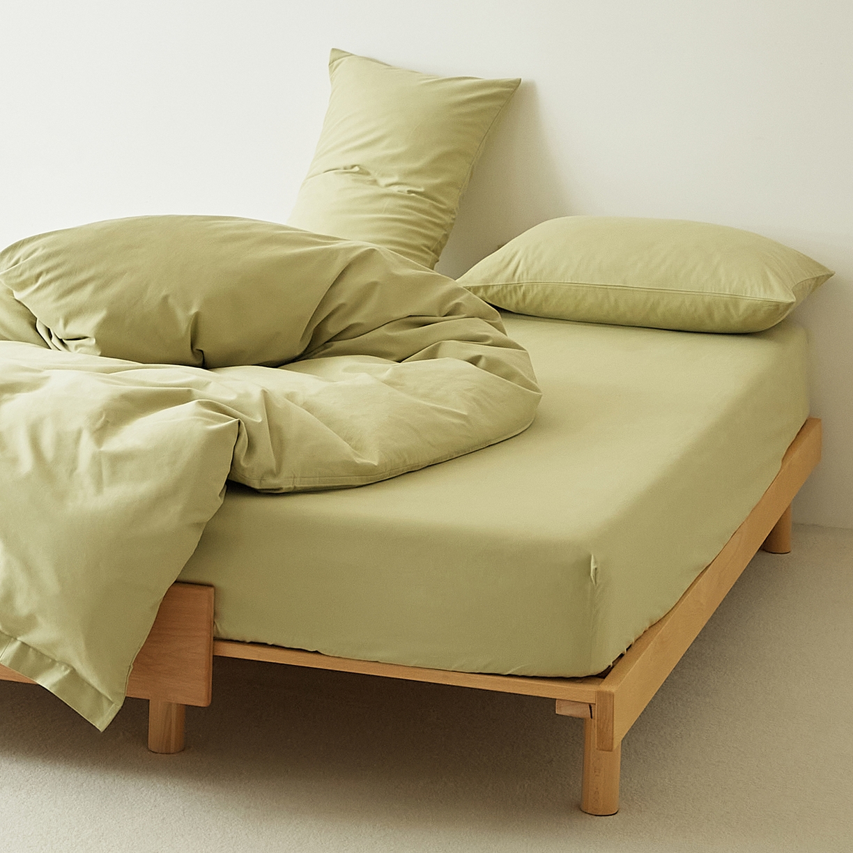 91家纺网 家纺一手货源 找家纺 EH家居 2025新款全棉磨毛纯色单床笠-云栖系列 苍葭青