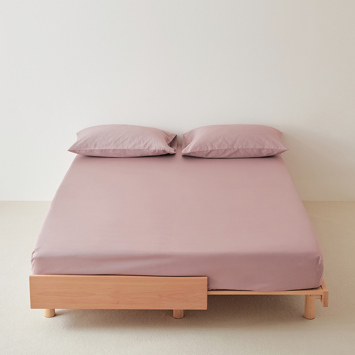 EH家居 2025新款全棉磨毛纯色单床笠-云栖系列 粉紫色