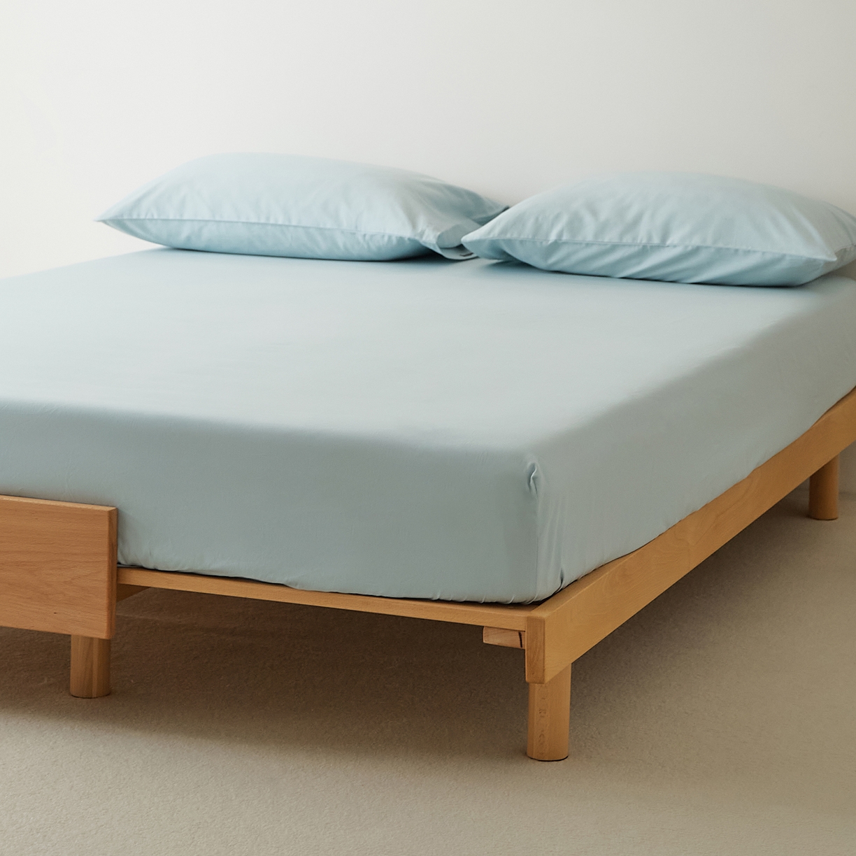 91家纺网 家纺一手货源 找家纺 EH家居 2025新款全棉磨毛纯色单床笠-云栖系列 海蓝